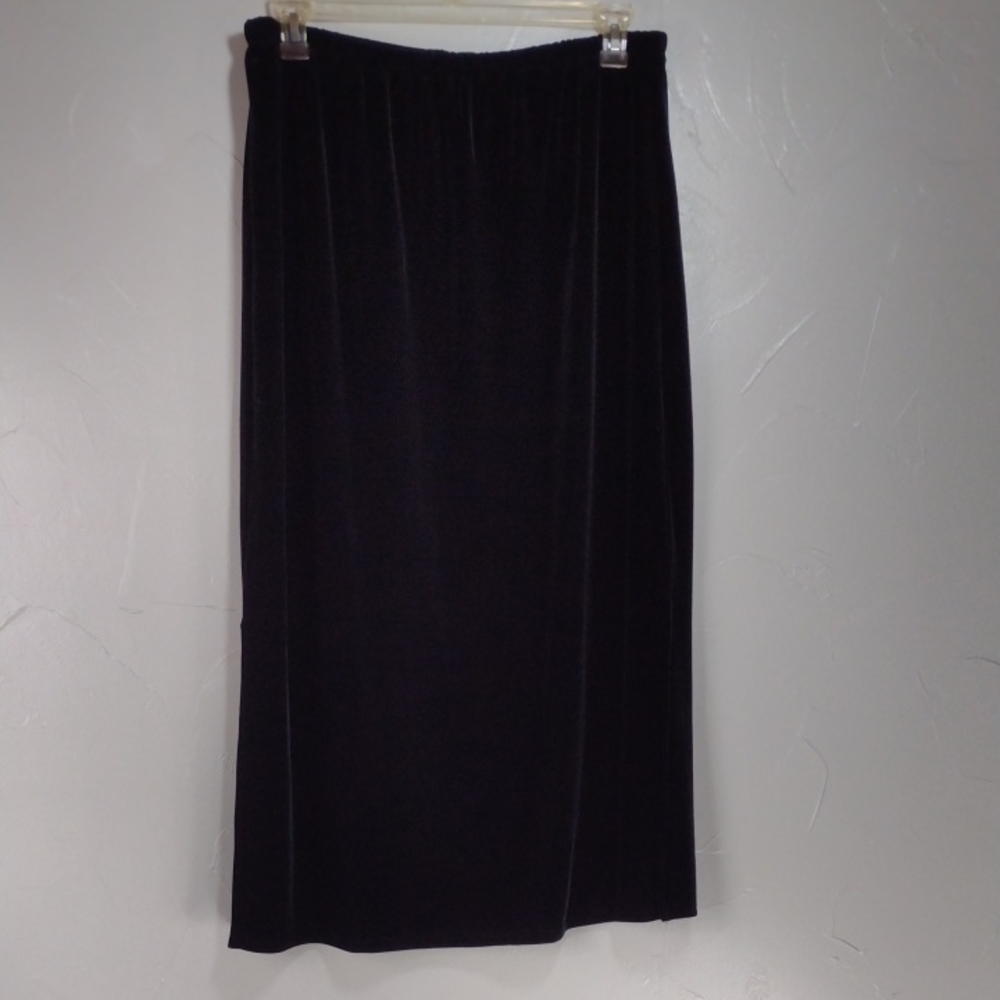 T & Company Black Velour Whimsigoth Side Slit Pull-On Maxi Skirt Women's 1X